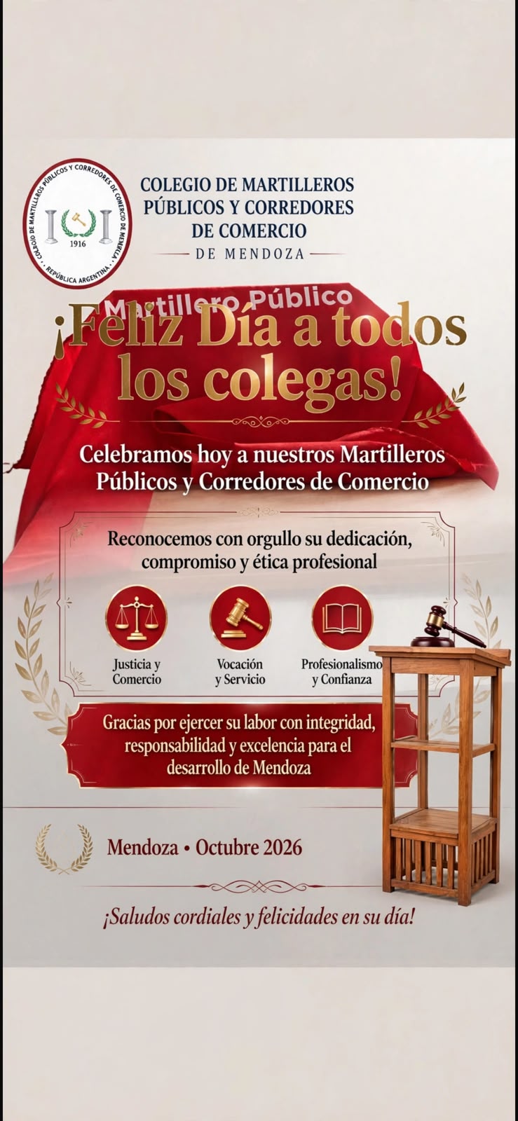 FELIZ DIA DEL MARTILLERO PUBLICO Y CORREDOR DE COMERCIO DE MENDOZA