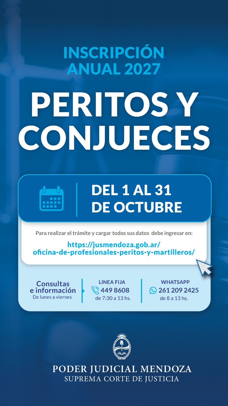 INSCRIPCION DE LA LISTA ANUAL PARA PERITOS CORREDORES